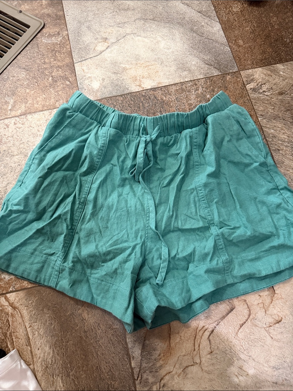 Universal Thread Teal Drawstring Linen-Blend Shorts